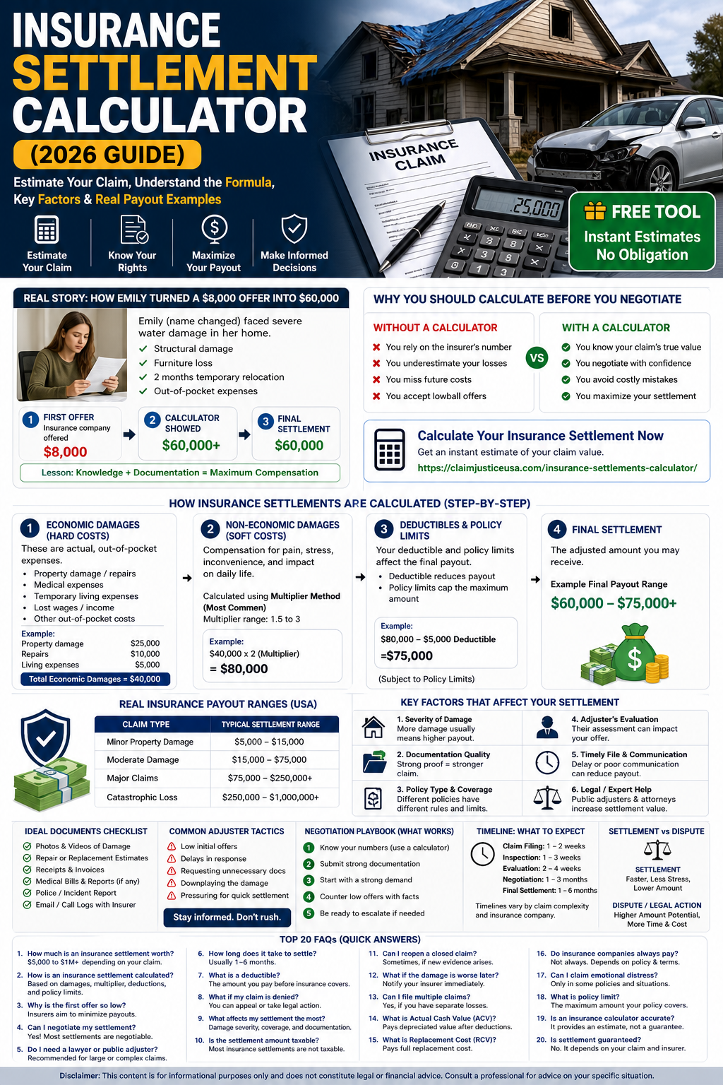 Insurance Settlement Calculator (2026 Guide)