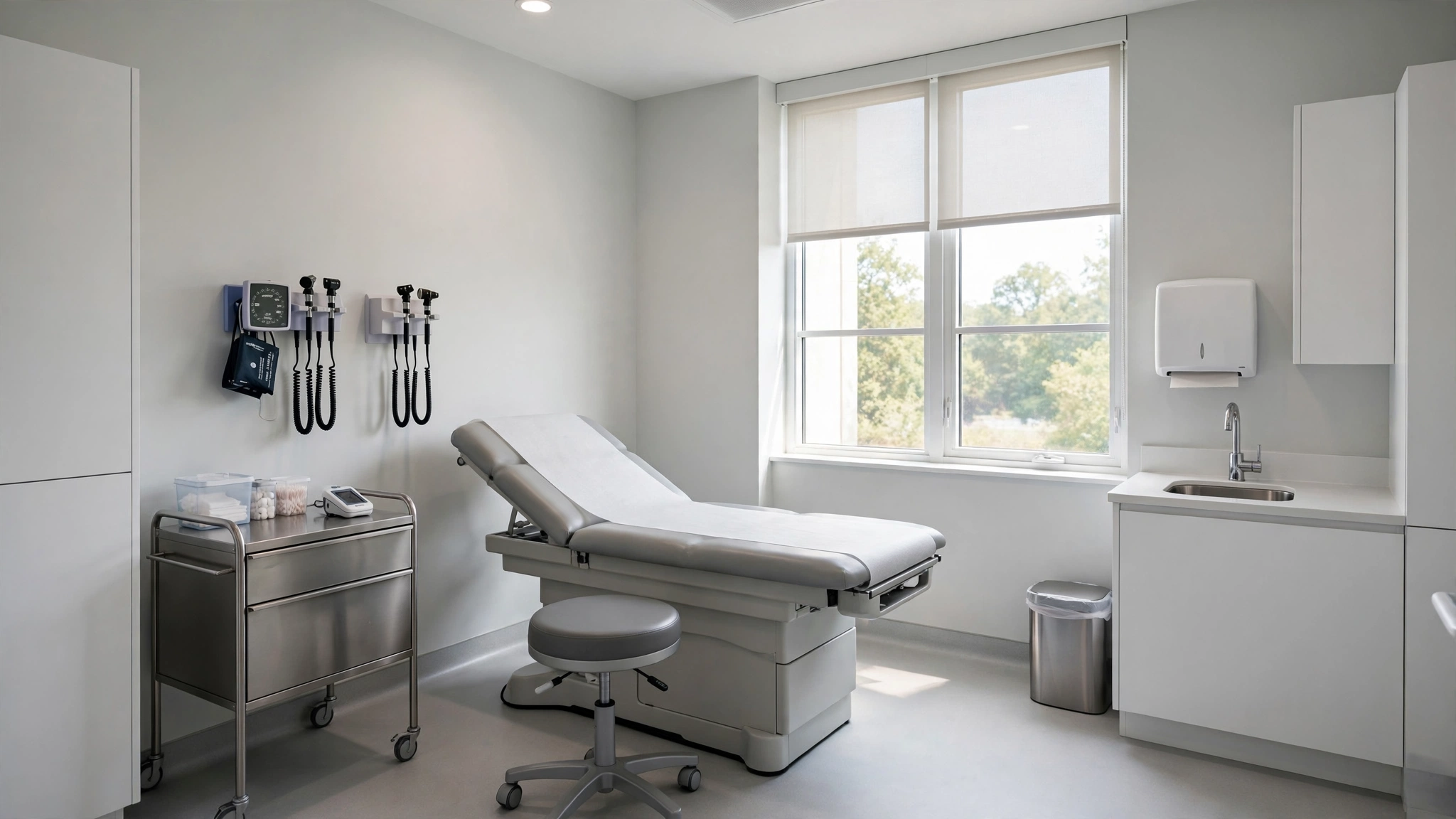 What happens at an independent medical exam in an injury case - medical exam room with exam table and equipment