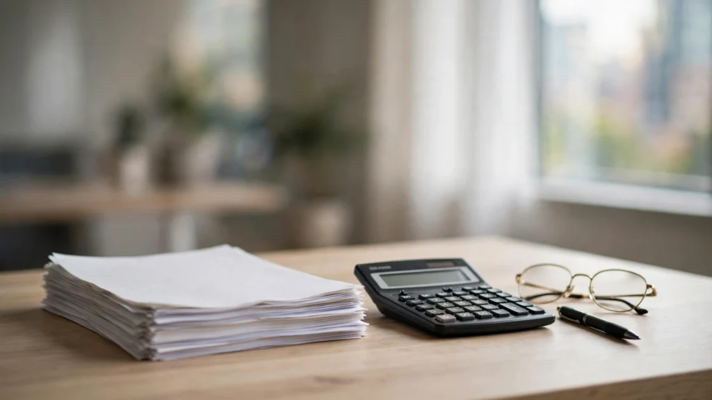 Professional 16:9 landscape photo of an office desk with neatly stacked insurance paperwork folders, what is subrogation in a personal injury case