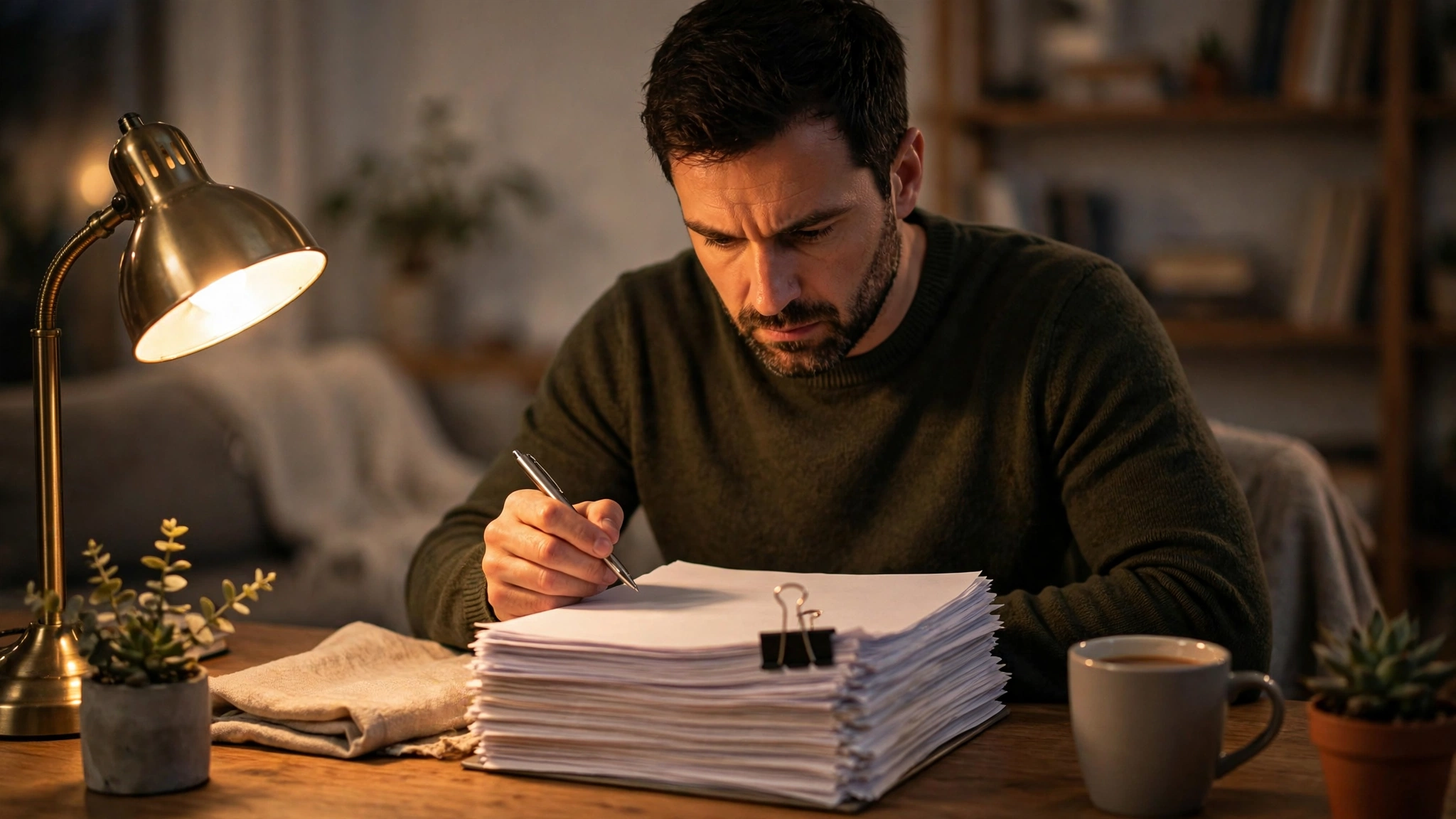 Person reading a stack of legal court documents at a desk — how to answer a debt collection lawsuit