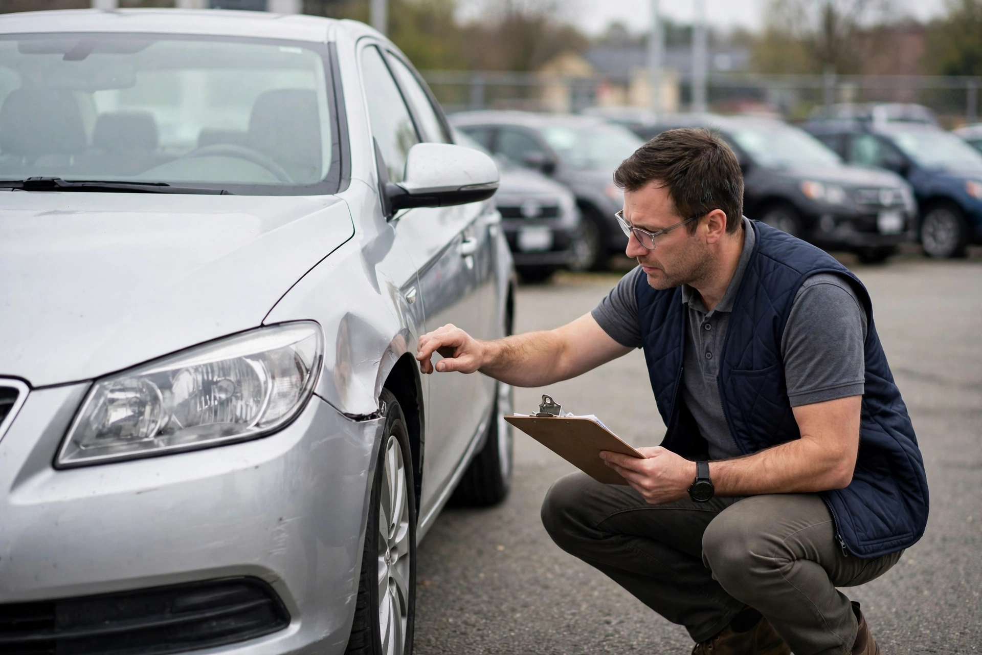 Car being inspected for diminished value — how to file a diminished value claim after a car accident, 2026 guide