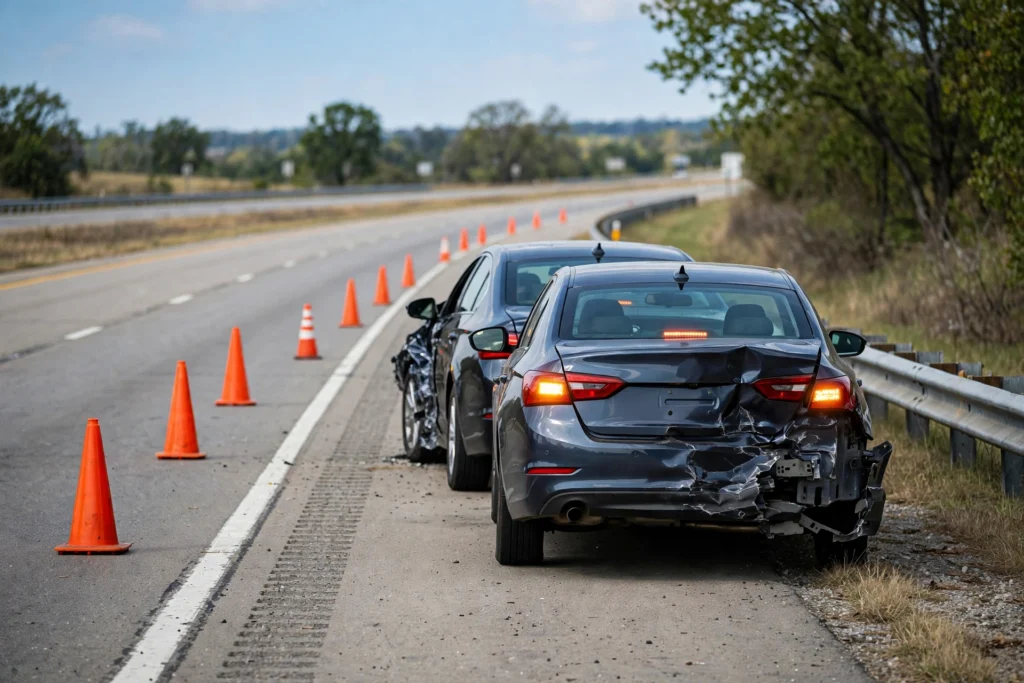 Rear-end car collision on a highway — average settlement for a rear-end collision with whiplash in the USA, 2026 guide
